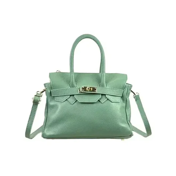 Bolso de Mano en Piel Italiana con Frontal Decorativo Mujer.Mint