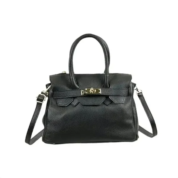 Bolso de Mano en Piel Italiana con Frontal Decorativo Mujer