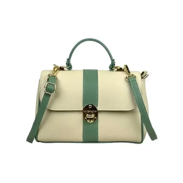 Bolso de Mano en Piel Italiana con 2 Bolsillos para Mujer