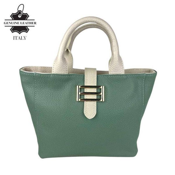 Bolso de Mano en Piel Italia-57791-Mint/Beige
