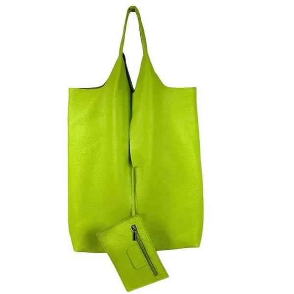 Bolso Shopper Universitario Mujer de Piel con Monedero Extra-Verde Lima
