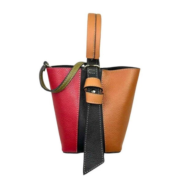 Bolso Piel Multicolor y Exclusivo con Bolso Interior Mujer.Fusia