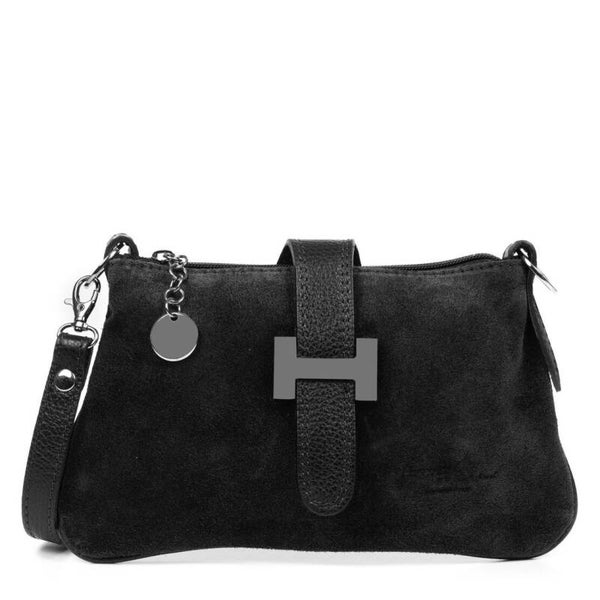 Bolso de mano Mujer.Piel auténtica Gamuza Dollaro - Negro