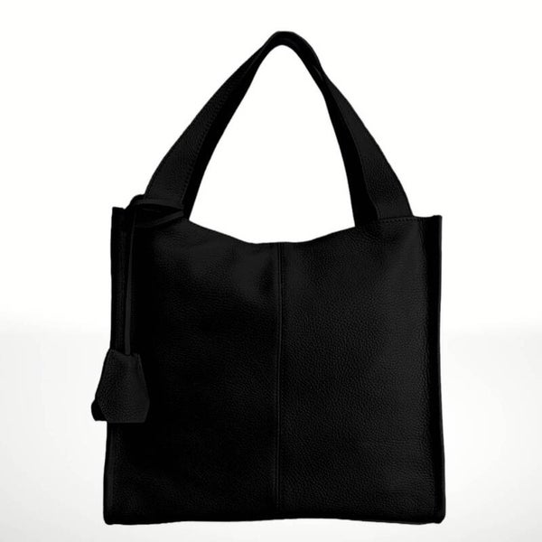 Bolso de piel vacuno Conan – Artesanal, grande y versátil-Negro