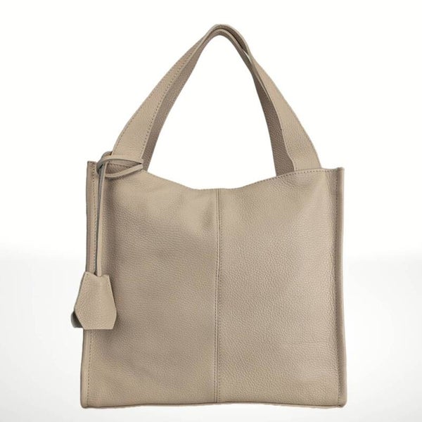Bolso de piel vacuno Conan – Artesanal, grande y versátil-Taupe