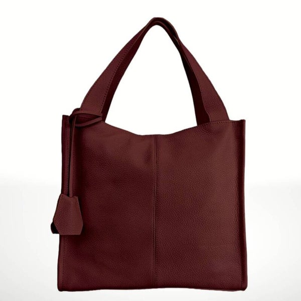 Bolso de piel vacuno Conan – Artesanal, grande y versátil-Vino