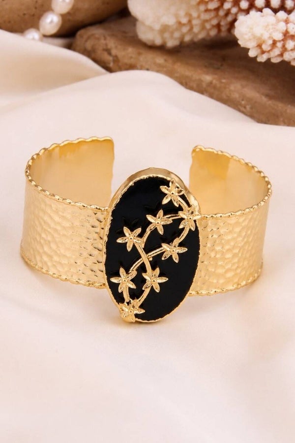 Brazalete - Chapado en oro amarillo y ónice