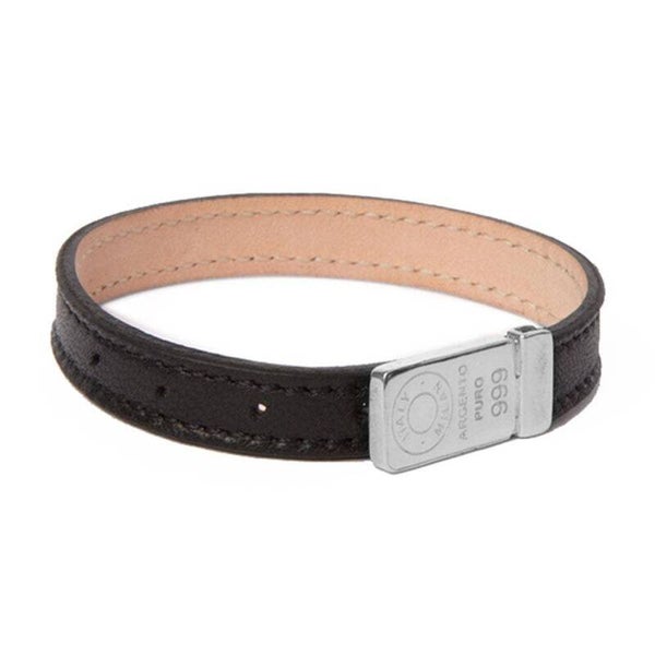 Pulsera mujer cuero negro plata