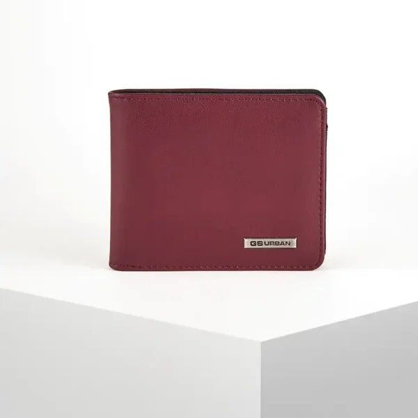 Cartera de PU con monedero y bolsillo con botón para monedas.Rojo