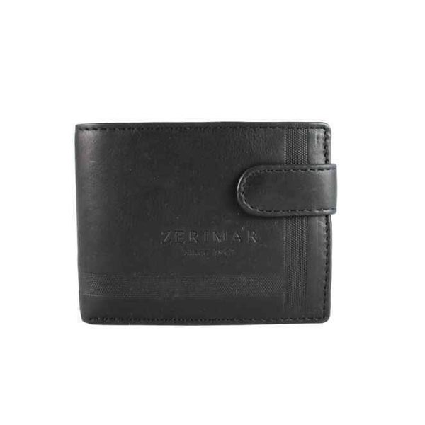 Monedero de piel auténtica con tarjetero para hombre.Negro