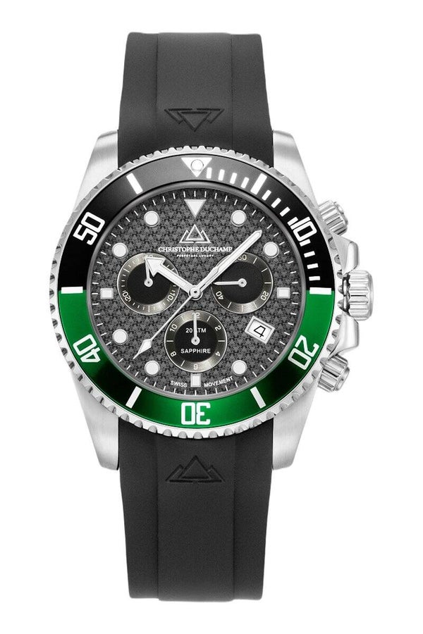 CHRISTOPHE DUCHAMP – Marine Chrono Rubber (Negro · Verde · Plateado)
