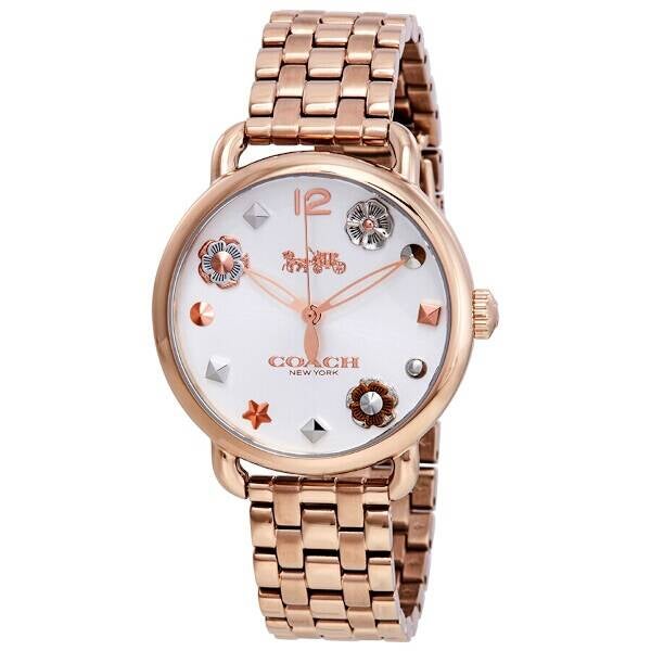 Reloj Coach Delancey White Dial Rose Gold Steel Strap para Mujer - 14502811