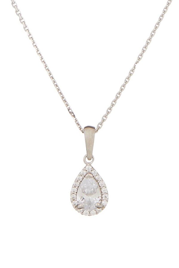Colgante Goutte brillante - Oro blanco