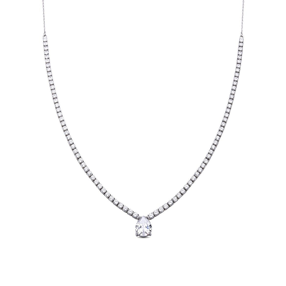 Collar de Plata de Ley 925 con Circonita Brillante acabado en rodio - Guoi