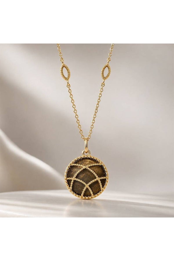 Colgante bañado en oro fino amarillo Stella Cadente - Obsidiana