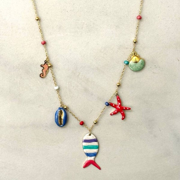 Collar con colgante de esmalte Ocean Multicolor