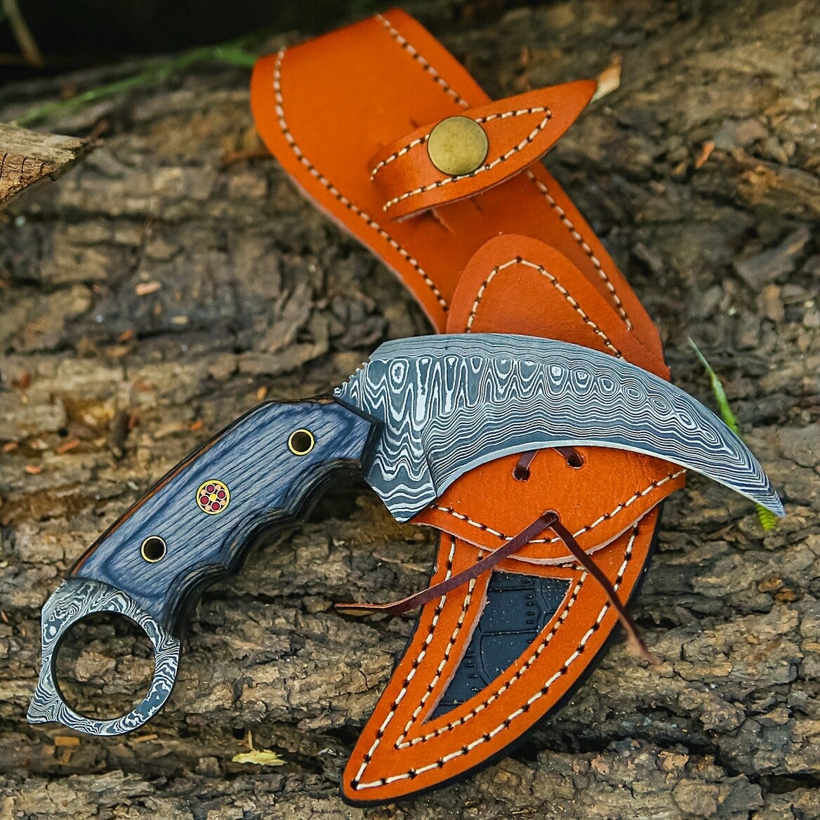 🗡️ Cuchillo de Damasco 7,5" | Hecho a Mano + Funda de Cuero Artesanal