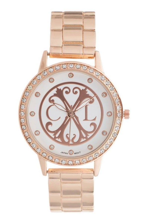 Reloj de cuarzo de aleación - Rosa dorado y blanco