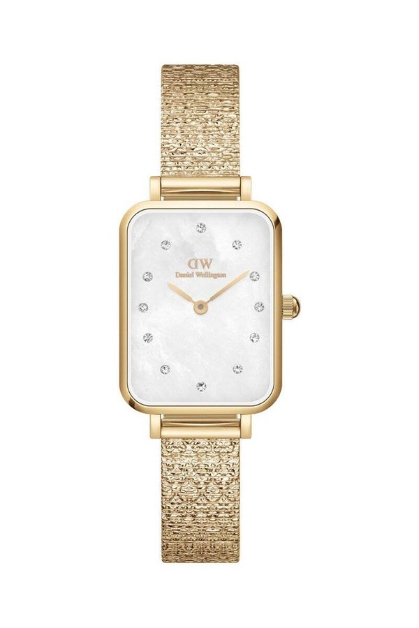 Reloj de cuarzo de acero Quadro - Dorado y blanco