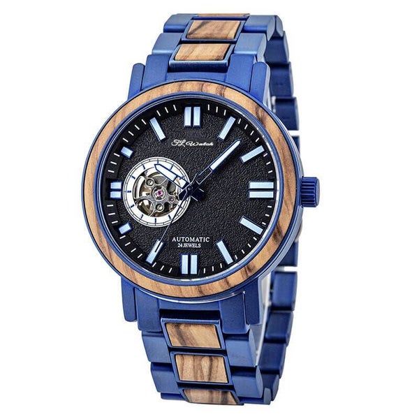 Reloj duque cebra madera azul