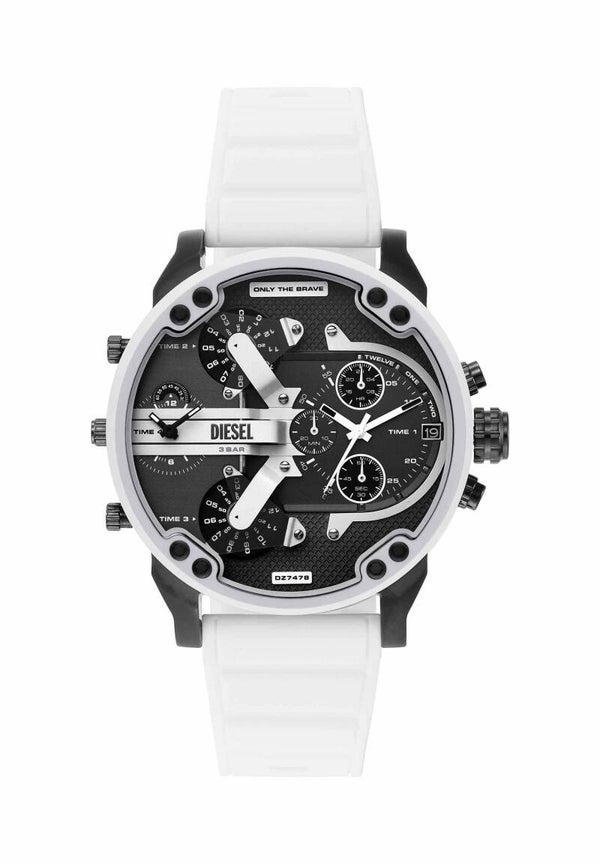 Reloj Diesel Mr. Daddy 2.0 DZ7478 para hombre, cronógrafo de silicona blanca