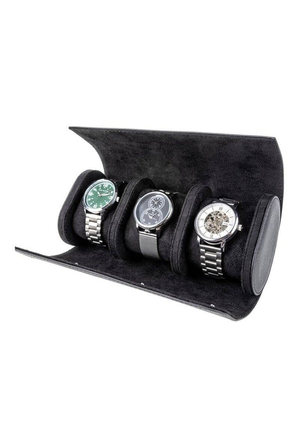 Estuche de Viaje para Relojes Walter Bach – Negro (3 Compartimentos)