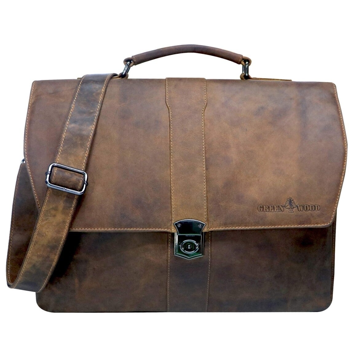 Maletín de cuero Hagen para hombres, clásico, bolso de trabajo grande para mujeres