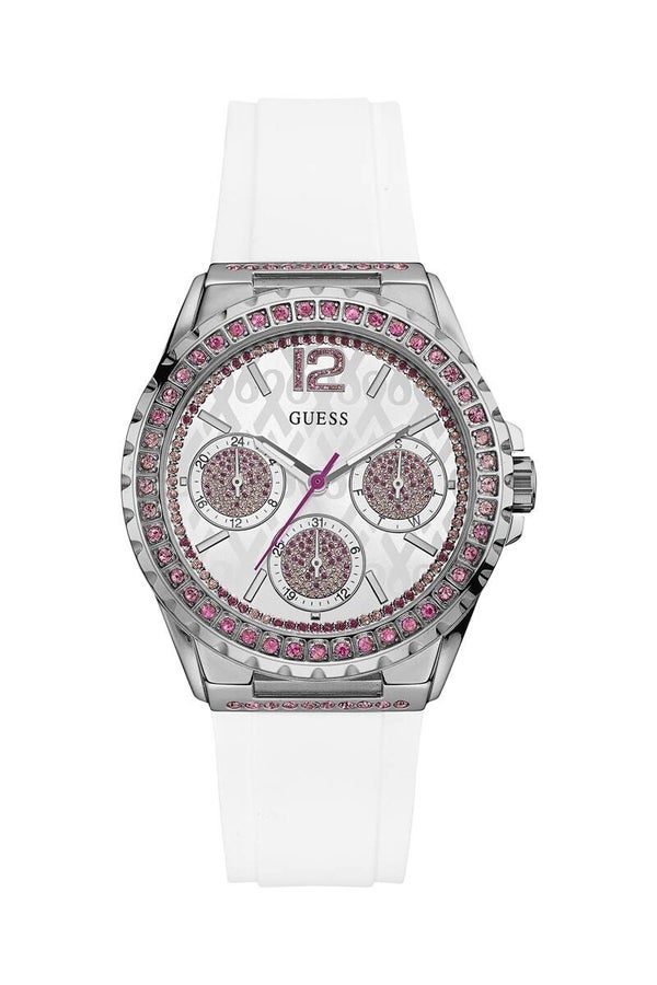GUESS Reloj de cuarzo de silicona - Cronógrafo - Blanco y plateado