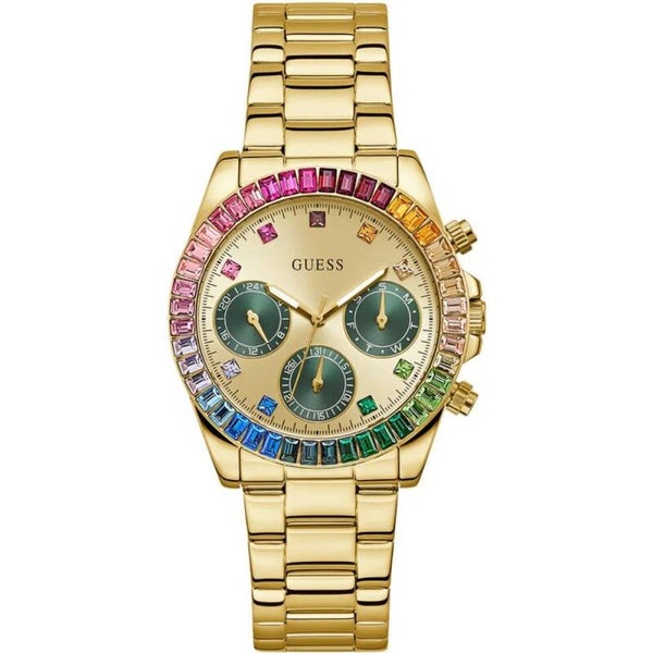 Reloj GUESS Halo cronógrafo esfera champán con correa de acero GW0690L4