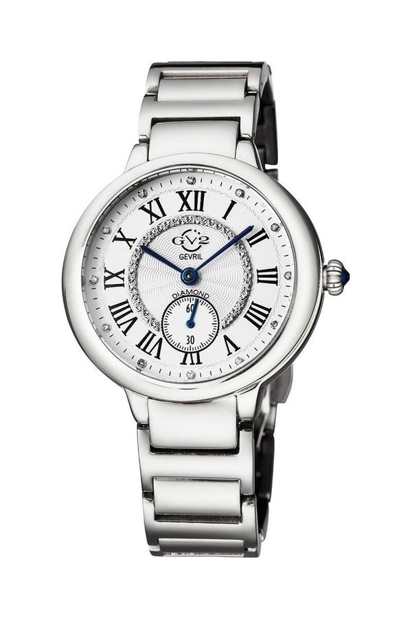 GV2 por Gevril  Reloj de mujer Rome Diamond Quartz con esfera blanca