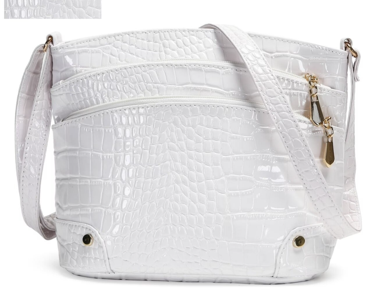 Bolso de Mujer con Diseño de Cocodrilo - Blanco