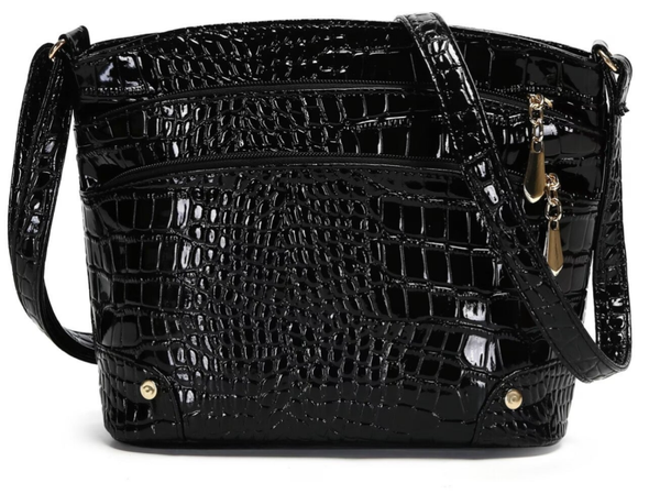 Bolso de Mujer con Diseño de Cocodrilo - Negro
