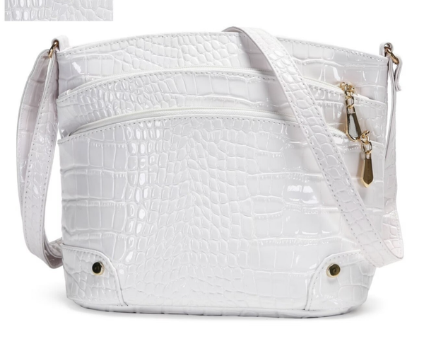 Bolso de Mujer con Diseño de Cocodrilo - Blanco