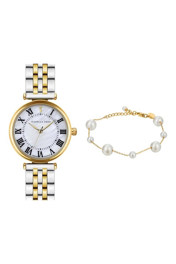 Isabella Ford Julienne Set in Two-Tone with Pearls