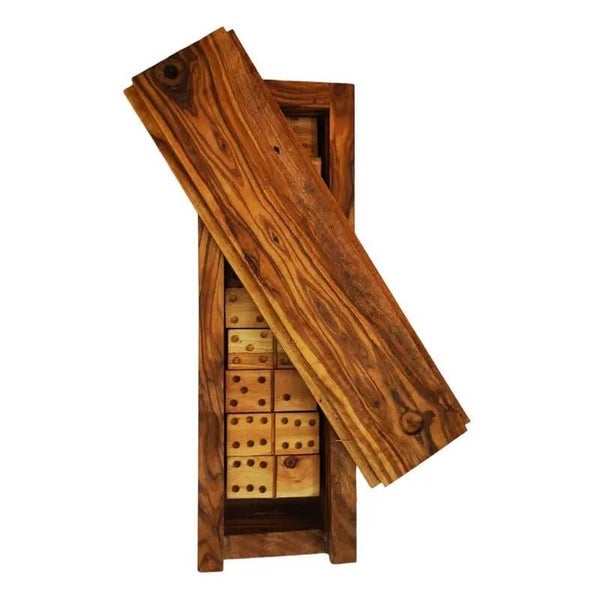 Juego de dominó de madera de olivo vintage