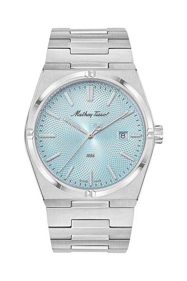 Reloj de hombre Mathey-Tissot Zeus de acero inoxidable con esfera azul y movimiento de cuarzo H118SK