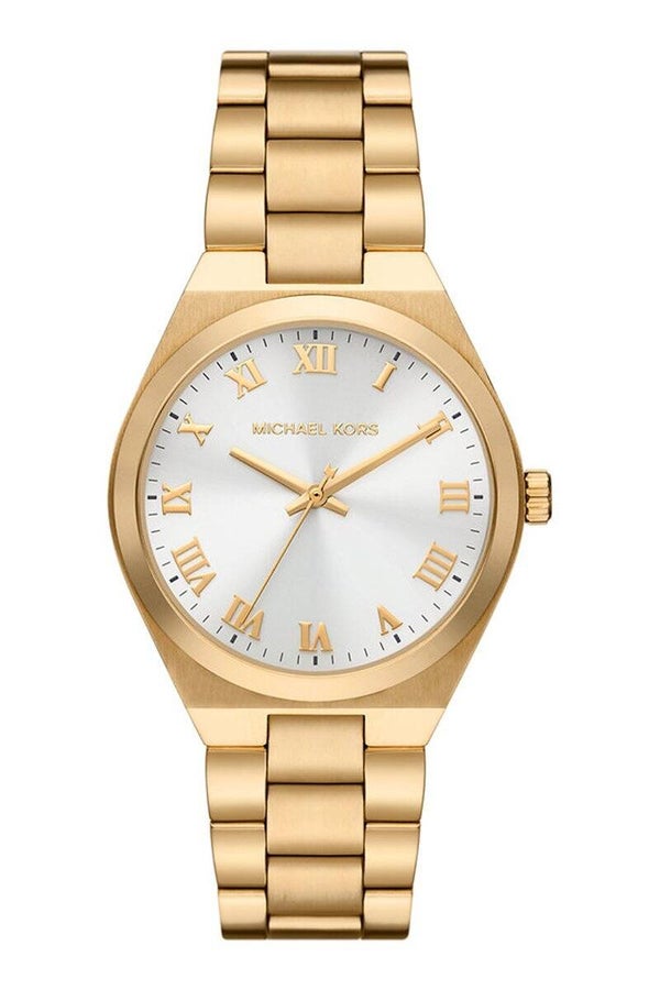 reloj para mujer Michael Kors Lennox en tono dorado con esfera blanca y números romanos
