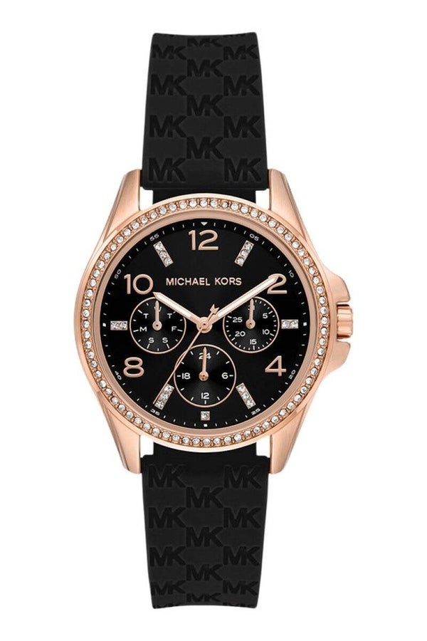Reloj Michael Kors Pilot para mujer en tono oro rosa y negro (Referencia: MK7373)
