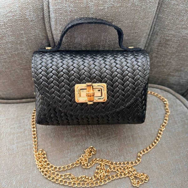 MINI BOLSO GINEVRA EN AUTÉNTICO ESTAMPADO TRENZADO HECHO EN ITALIA