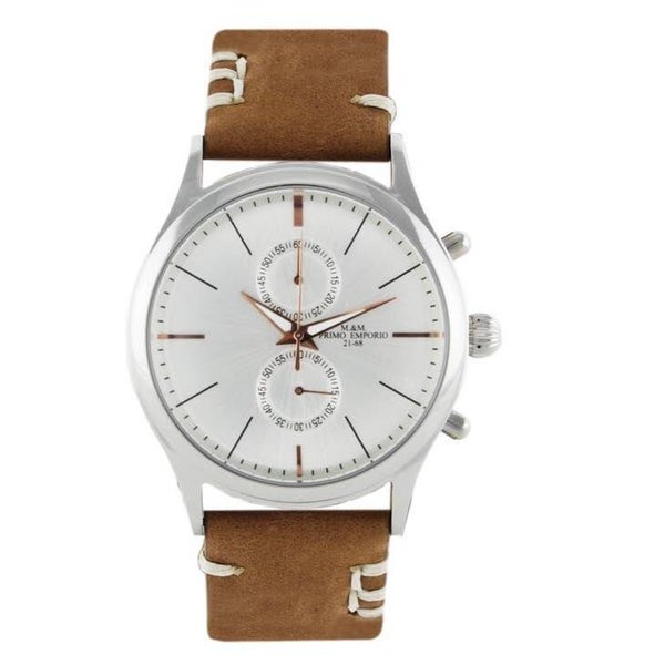 M&M PRIMO EMPORIO RELOJ CRONÓGRAFO ACERO Y CUERO 1076G