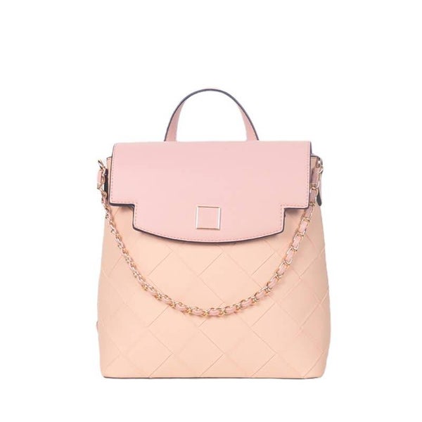 BOLSO MOCHILA CON SOLAPA ROSA,POLIPIEL 301