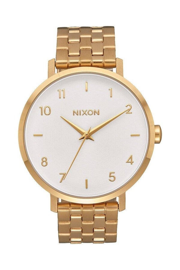 NIXON Reloj de cuarzo de acero inoxidable Arrow - Dorado y blanco