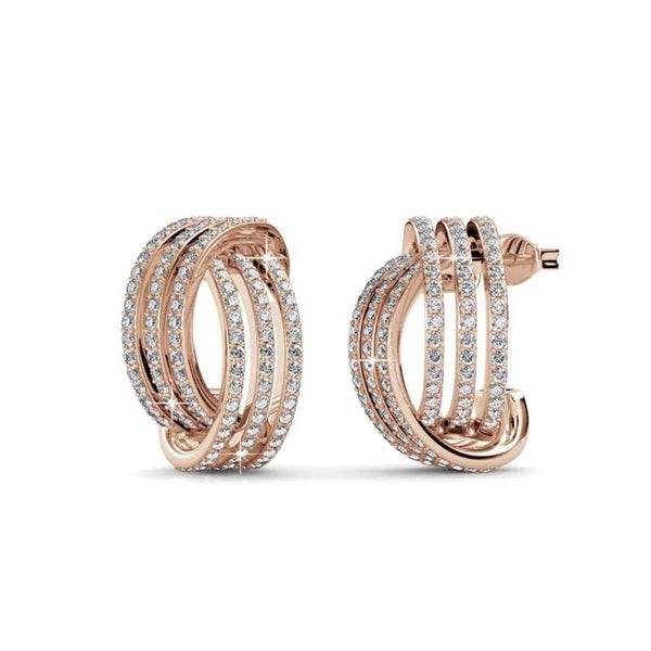 Pendientes Cherish, oro rosa y cristal