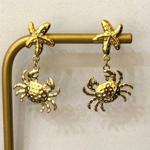 Pendientes Colgantes de Cangrejos y Estrellas de Mar