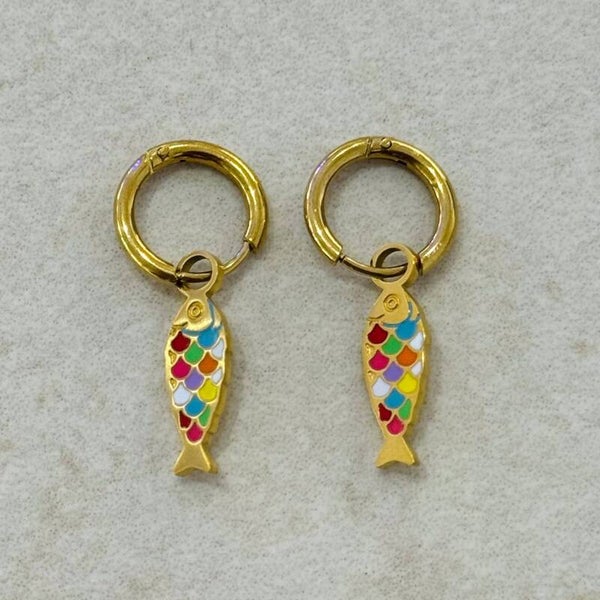 Pendientes de Aro con Pez Minimalista