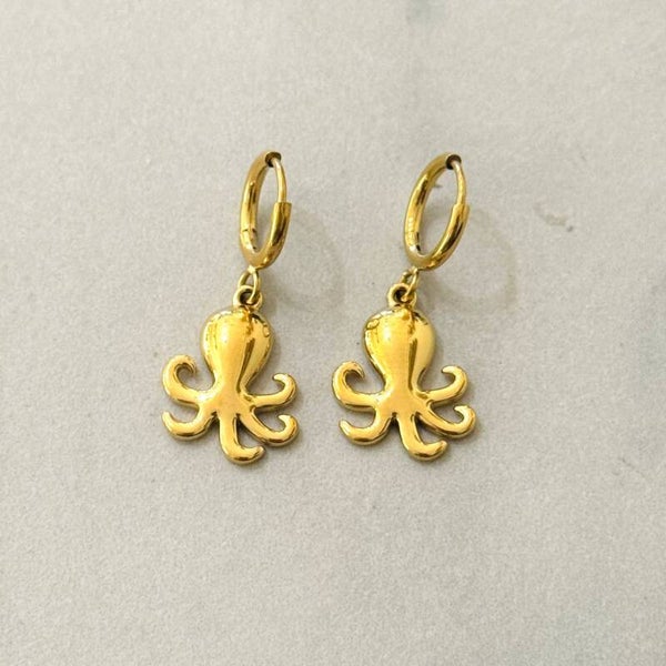 Pendientes de aro minimalistas con pulpo