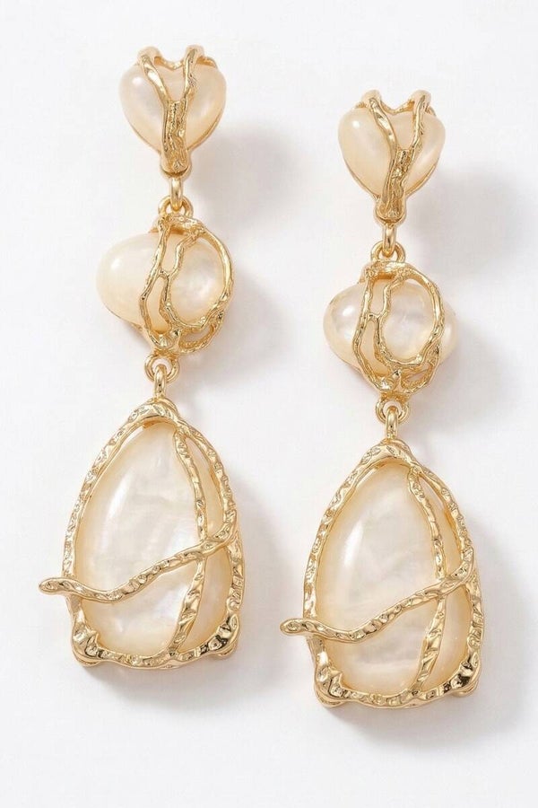 Pendientes - Chapado en oro amarillo perla