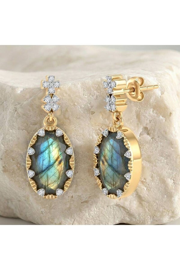Pendientes - Chapado en oro amarillo y labradoritas