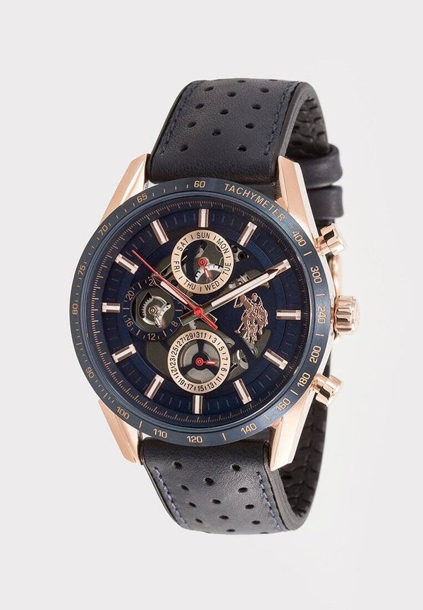 Reloj Cronógrafo U.S. Polo Assn. de Cuero Azul