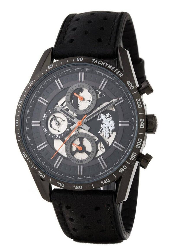 Reloj Cronógrafo U.S. Polo Assn. de Cuero Negro